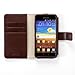 Naborsa Genuine Leather Wallet Flip Case with Card Slots for Samsung Galaxy S2 LTE - Brown