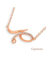 (X1000Diamond) 18K/750 Rose Gold Astrology Horoscope Zodiac Sign Capricorn Diamond Necklace (0.08 cttw, G-H Color, VS2-SI1 Clarity, 16+1.5")