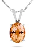 All-Natural Genuine 8x6 mm, Oval Citrine pendant set in Platinum