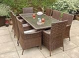 Oxford 8 Seater All Weather Brown Rectangular Outdoor Rattan Dining set