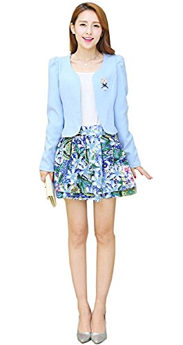 ツーピース ジャケット スーツ ミニスカート 花柄 結婚式 ２次会 フラワープリント デート キュート エレガンス カジュアル レディース 秋物 冬物 可愛いスカーフ付き R437