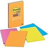 Post-it Super Sticky Notes, 4 in x 6 in, Rio de Janeiro Collection, Lined, 4 Pads/Pack, 45 Sheets/Pad (4621-SSAU)