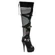 6 Inch Peep Toe Fishnet Knee High Boots Sexy Black Dominatrix Boots
