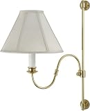 Brass Scroll And Shade Plug-In Swing Arm Wall Lamp