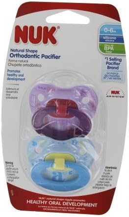 NUK Orthodontic Pacifier 0-6 months 2 Ea Colors May Vary (Pack of 2)