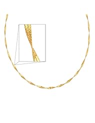 14K Yellow Gold 3mm Twisted Sparkle Omega Necklace with Lobster Claw Clasp - 17" Inches