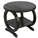 Handmade Asian Furniture - 24" Round Wood Coffee / Cocktail Table With Circular Motif & Shelf