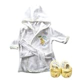 Luvable Friends Bath Robe and Slippers Woven Terry, Umbrella Animals, Yellow Duck
