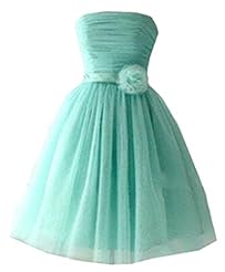Strapless Knee Length Chiffon/Tulle Bandage Dress/Evening Dress/Bridesmaid Dress/Prom Dress/Wedding Dress  With a Sash 