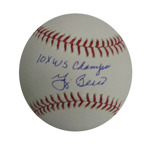 New York Yankees Autograph Yogi Berra Baseball inscribed 10x champs . MLB Authenticated