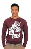 21 Century Clothing Made in Bed Funny Cheeky MIC Parody Unisex Sweatshirt - Burgundy - XXX-Large (50-52 inches)