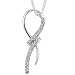 Spellbinding Beauty: Sterling Silver Designer Inspired Bridal Style Scarf Slider Pendant Necklace with CZ Diamonds