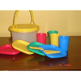 Tupperware Kids Mini Party Set-10pc w  Mini Cake Taker Primary Colors by Tupperware