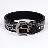 Womens Colorful Flower Waist Chain Belt Black