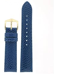 Watch Band Genuine Leather Lizard Grain Royal Blue Ladies 20 millimeter
