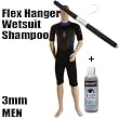 3mm men's scuba diving snorkeling wetsuit shorty - Free Wet suit shampoo and flex flexible hanger combo package set sales