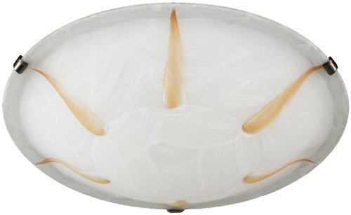 Honsel Leuchten 23563 Deckenleuchte altmessing Glas wei&szlig; gewischt Dekor terra