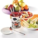 Mastrad Ceramic Fondue with Coloured Metal Handle Forks, Fruits Design