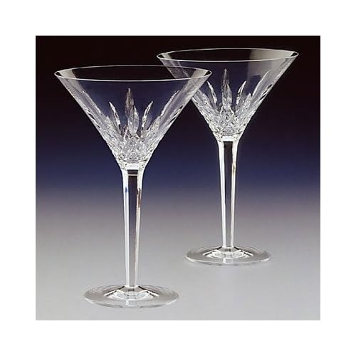 & Waterford Crystal Lismore Tall Martini Glasses Pair