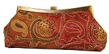 Satin, Beaded , Two Tone Material, Metal Frame, Vintage look - Evening Bag Mya