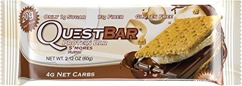 Quest Nutrition Protein Bar, S,mores, 20g Protein, No added Sugar, 2.1oz Bar, 12 Count