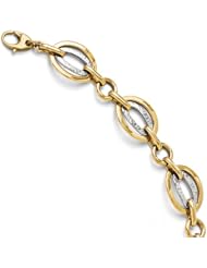 Leslies 14k Two-tone Polished and Textured Fancy Link Bracelet Length 7.5"