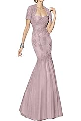Sweetheart Applique Lace Open-Back Mermaid Tulle Mother-of-the-Bride Dress 