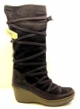 Fly London Womens Moira Dark Brown Suede Knee High Wedge Heel Boots