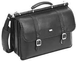 Bugatti Palermo Black Nappa Leather Executive Briefcase Laptop