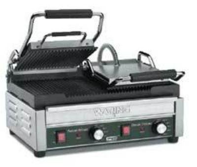 Waring WPG300 - Dual Panini Grill, 17 &#1110n x 9.25 &#1110n Surface, Ribbed, 240V