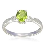 418or79RzsL. SL160  Sterling Silver Oval Shaped 5x6mm Peridot Ring, Size 7