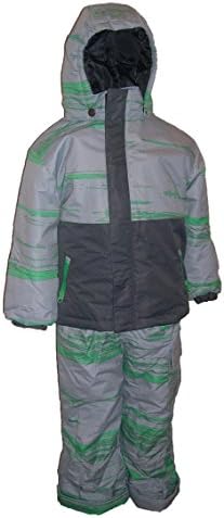 Iceburg by Pulse 2 Piece Little Boys Toddler Snowsuit Wave 2T-4T (2T, Gray/Green)