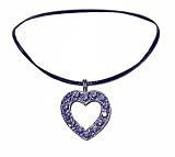 Necklace - N294 - Swarovski (tm) Crystal Open Heart on Double Black Cord ~ Tanzanite