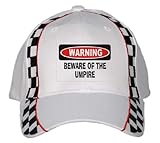 BEWARE OF THE UMPIRE White Racing Checker Flag Hat / Baseball Cap