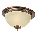 Quoizel FO1612BH Foster 6-1/2-Inch Small Flush Mount with Amber Linen Glass, Brushed Oiled Bronze Finish