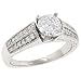 2 Row Diamond Engraved Engagement Ring 1cttw (CZ ctr)