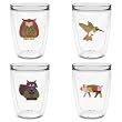 Patchwork Animals 16 oz Insulated Beverage Tumblers Set, Clear (4 designs)