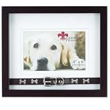 Lawrence Frames Walnut Wood Double Mat 6x4 Picture Frame - Dog Collar Design