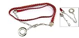 Rosallini Women Weave Faux Leather Dress Red Belt Chain Strap