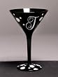 Personalitini - Monogram Black Polka Dot Martini Glass - T Personalitini - Monogram Black Polka Dot Martini Glass - T