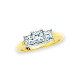 3 Diamond Princess Cut Anniversary Band 1 ct. in 14K Yellow Gold (Highest Quality)