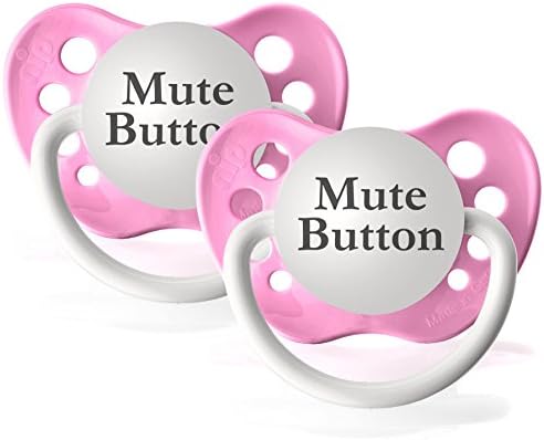 Personalized Pacifiers Mute Button Pacifier in Pink - 2 Count