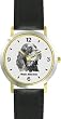 Gordon Setter (SC) Dog - WATCHBUDDY&reg; DESIGNER DELUXE TWO-TONE THEME WATCH - Arabic Numbers-EVENING TWILIGHT STYLE - Gray Dial with Black Leather Strap-Size-Large ( Men's Size or Jumbo Women's Size )