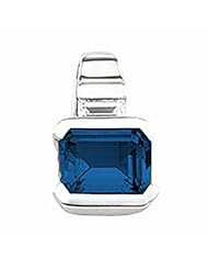 14K White Gold Emerald Cut Chatham Created Sapphire and Diamond Pendant -- LIFETIME WARRANTY