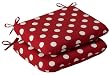 Pack of 2 Outdoor Patio Furniture Chair Seat Cushions - Red & White Polka Dot