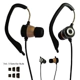 Hi-Fidelity Gold Ear-hook Earphones with 3 sizes Silicone Buds - Great for iPods and all MP3 Players