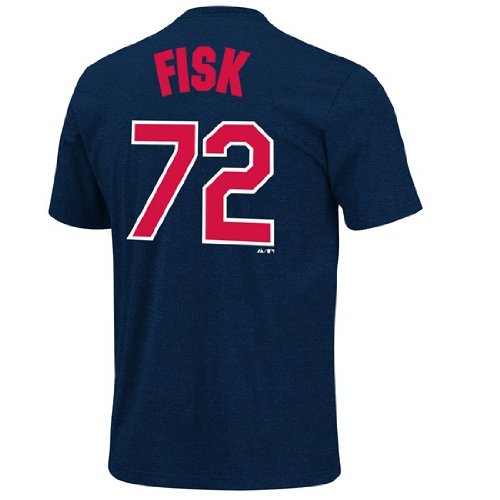 Majestic Carlton Fisk Chicago White Sox # 72 Cooperstown Player T-Shirt - Navy Blue (X-Large)