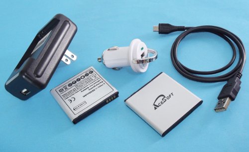 5 Accessory 2X AceSoft 2050mAh Battery Mini USB Car Charger Micro USB Data Sync Cable For HTC EVO V 4G 4 G Virgin Mobile Smart Phone USA