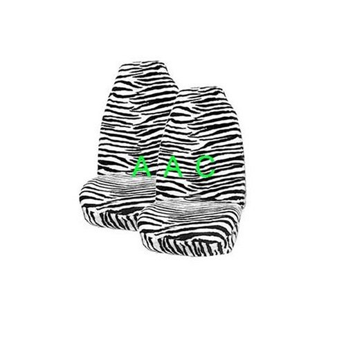 Set of 2 Universal-fit Animal Print Front Bucket Seat Cover - Black and White Zebra