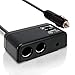 2-Socket Car Cigarette Lighter Splitter - Mini Plug In Car Power Port Adapter w/ Dual Mount Female Cigar Lighter Port, Multi Car 4 Way Charger, Adjustable AC Voltage, 12V 24V DC Input - Pyle PL12V2AC